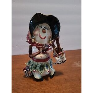Heather Goldminc‎ Christmas Shopping Snowlady Candle Holder 2000 Blue Sky Corp